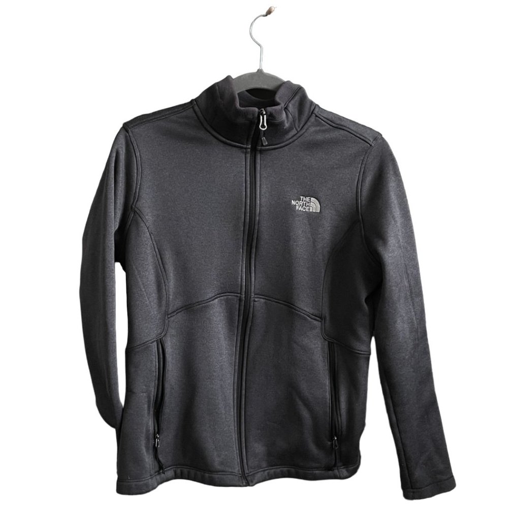 Dark Gray Zipper North Face Sweater with Insulated Lining